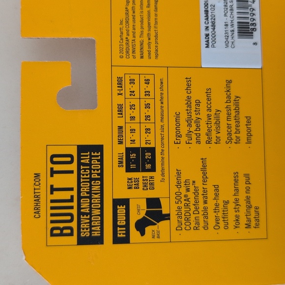 Carhartt Nylon Duck No Pull Dog Harness - NEW/UNUSED (Size Small) - Picture 7 of 7